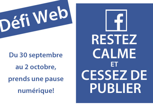 Affiche Défi Web - Restez calme et cesser de publier