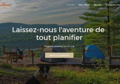 Affiche Laissez-nous l'aventure de tout planifier - Photo d'une plateforme de camping sur une montage