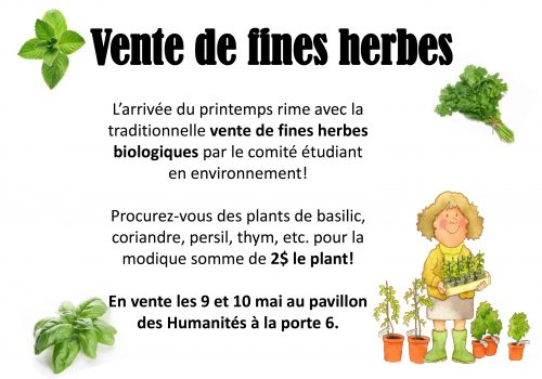 Affiche vente de fines herbes - Dessin d'une femme portant des fines herbes